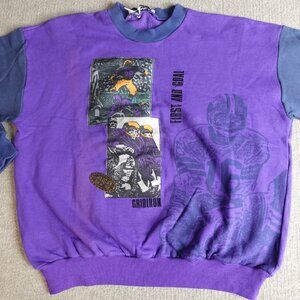 Vintage Football Sweater Blue Colorblock Gridiron Oldstock DFC NEW READ